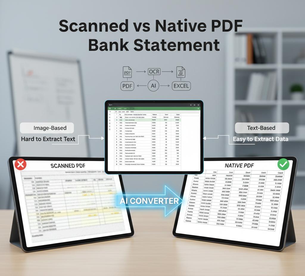 Scanned vs Native PDF Bank Statement: The Silent Battle in Bank Statement Conversion